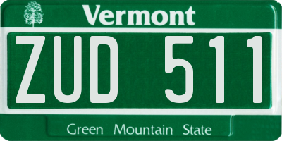 VT license plate ZUD511