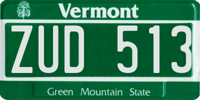 VT license plate ZUD513