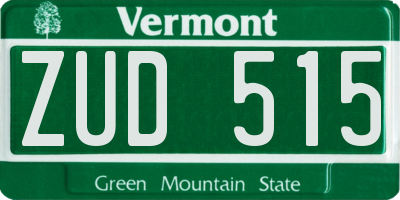 VT license plate ZUD515