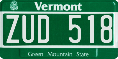 VT license plate ZUD518