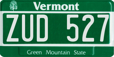 VT license plate ZUD527