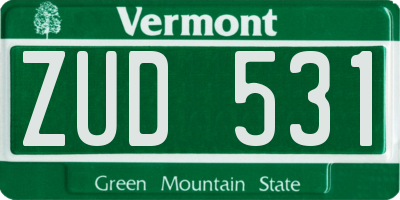 VT license plate ZUD531