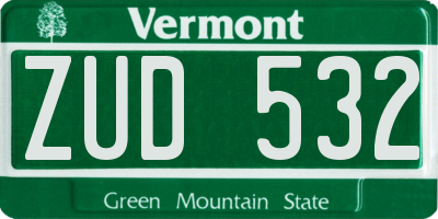 VT license plate ZUD532