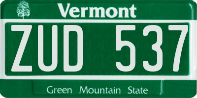 VT license plate ZUD537