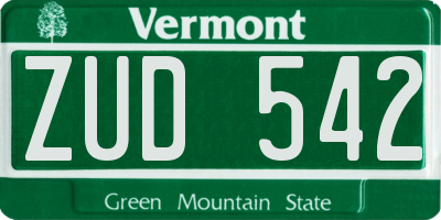 VT license plate ZUD542