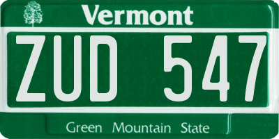 VT license plate ZUD547