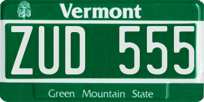 VT license plate ZUD555