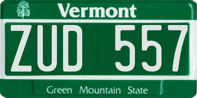 VT license plate ZUD557