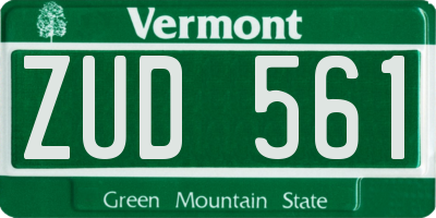 VT license plate ZUD561