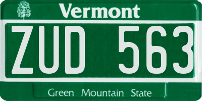 VT license plate ZUD563