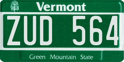 VT license plate ZUD564