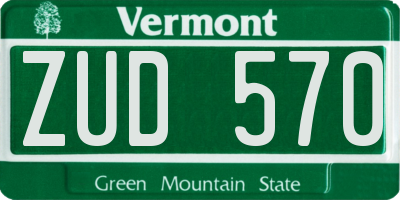 VT license plate ZUD570