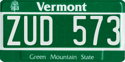 VT license plate ZUD573