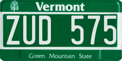 VT license plate ZUD575