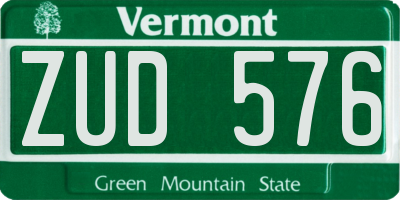 VT license plate ZUD576