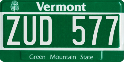 VT license plate ZUD577