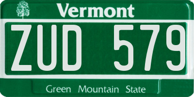 VT license plate ZUD579