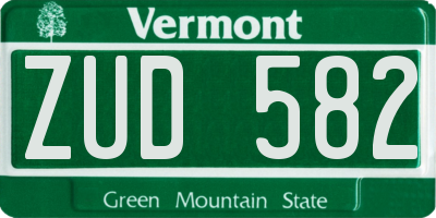 VT license plate ZUD582
