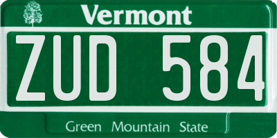 VT license plate ZUD584