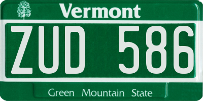 VT license plate ZUD586