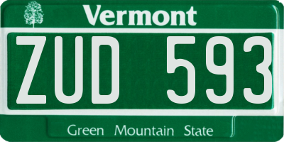 VT license plate ZUD593