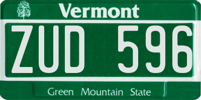 VT license plate ZUD596