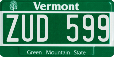 VT license plate ZUD599