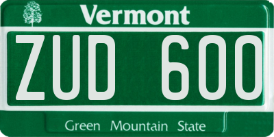 VT license plate ZUD600