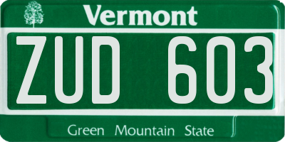 VT license plate ZUD603