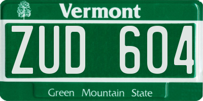 VT license plate ZUD604