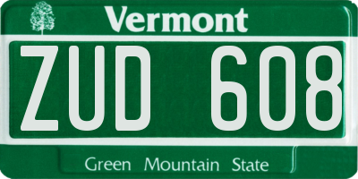 VT license plate ZUD608