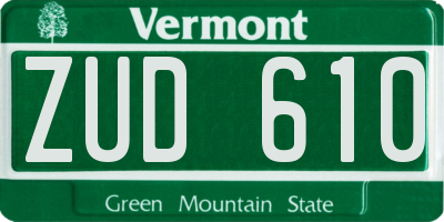 VT license plate ZUD610