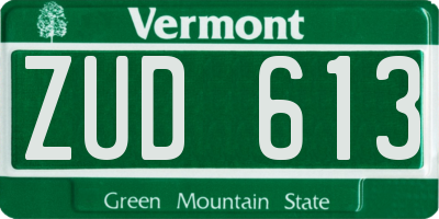 VT license plate ZUD613