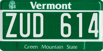 VT license plate ZUD614
