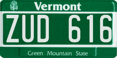 VT license plate ZUD616