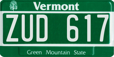 VT license plate ZUD617
