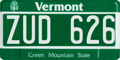 VT license plate ZUD626