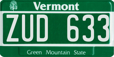 VT license plate ZUD633