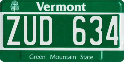 VT license plate ZUD634