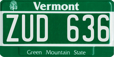 VT license plate ZUD636