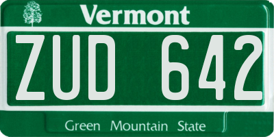 VT license plate ZUD642