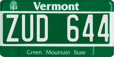 VT license plate ZUD644