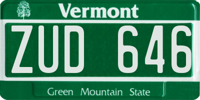 VT license plate ZUD646