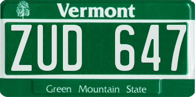 VT license plate ZUD647