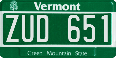 VT license plate ZUD651