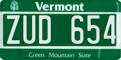 VT license plate ZUD654