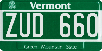 VT license plate ZUD660