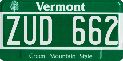 VT license plate ZUD662