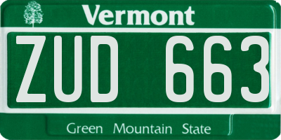 VT license plate ZUD663