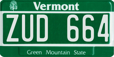VT license plate ZUD664